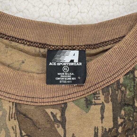 Vtg Trebark Camo T shirt Mens XL Short Sleeve USA Single Stitch Ace Sportswear - Picture 4 of 7